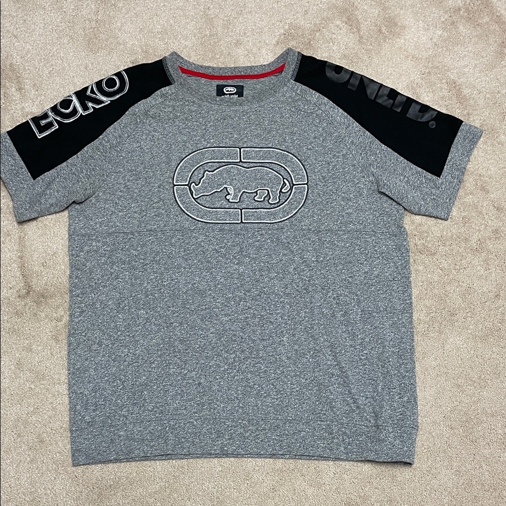 Ecko Unlimited Logo Graphic Spellout Black Short Sleeve Tee Men’s Size L Casual